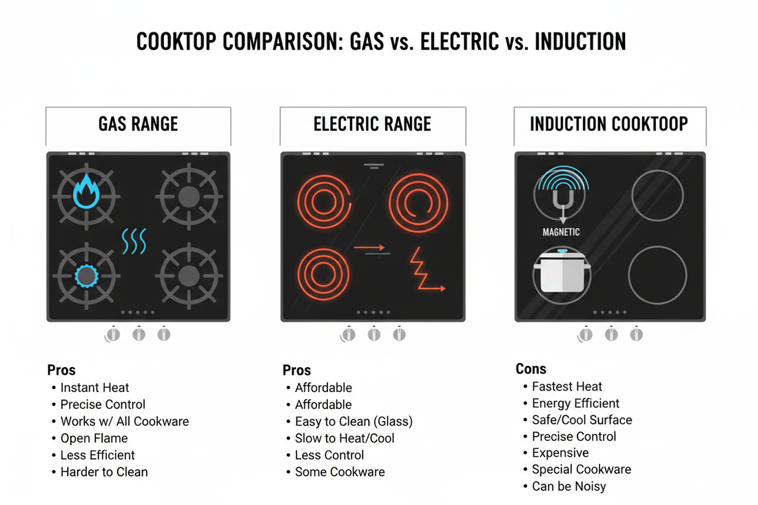 Gas Range vs Electric Range vs Induction
