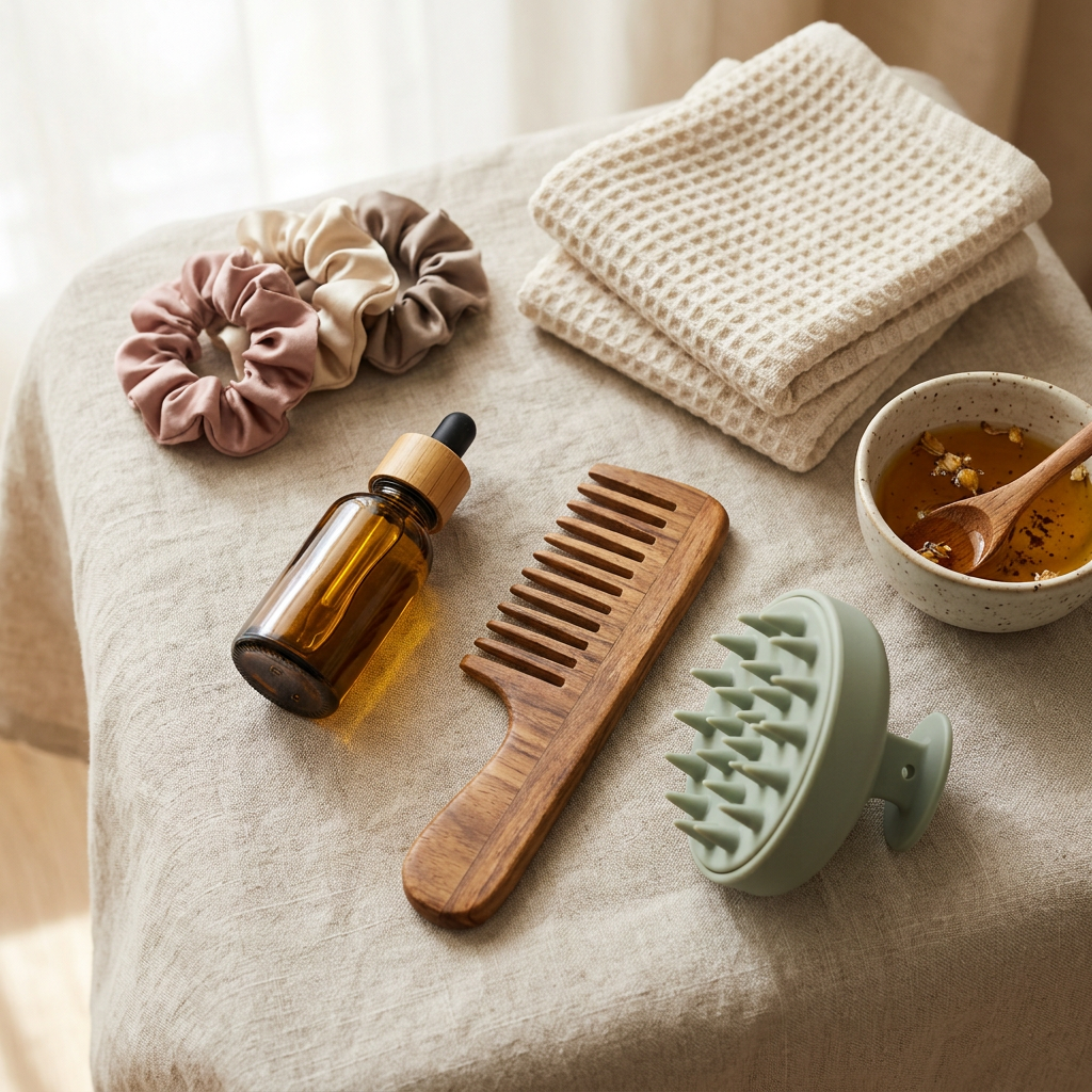 Scalp and Hair Wellness Essentials Flat Lay