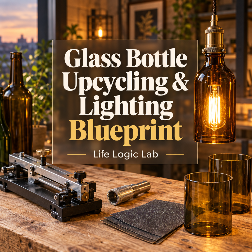 Glass Bottle Upcycling & Lighting Blueprint | Step-by-Step Illustrated Guide