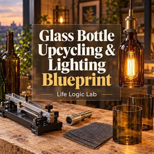 Glass Bottle Upcycling & Lighting Blueprint | Step-by-Step Illustrated Guide