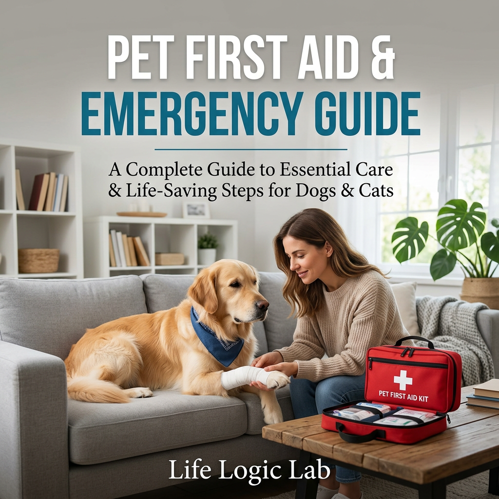 Pet First Aid & Emergency Guide Step-by-Step Illustrated Guide Cover by Life Logic Lab