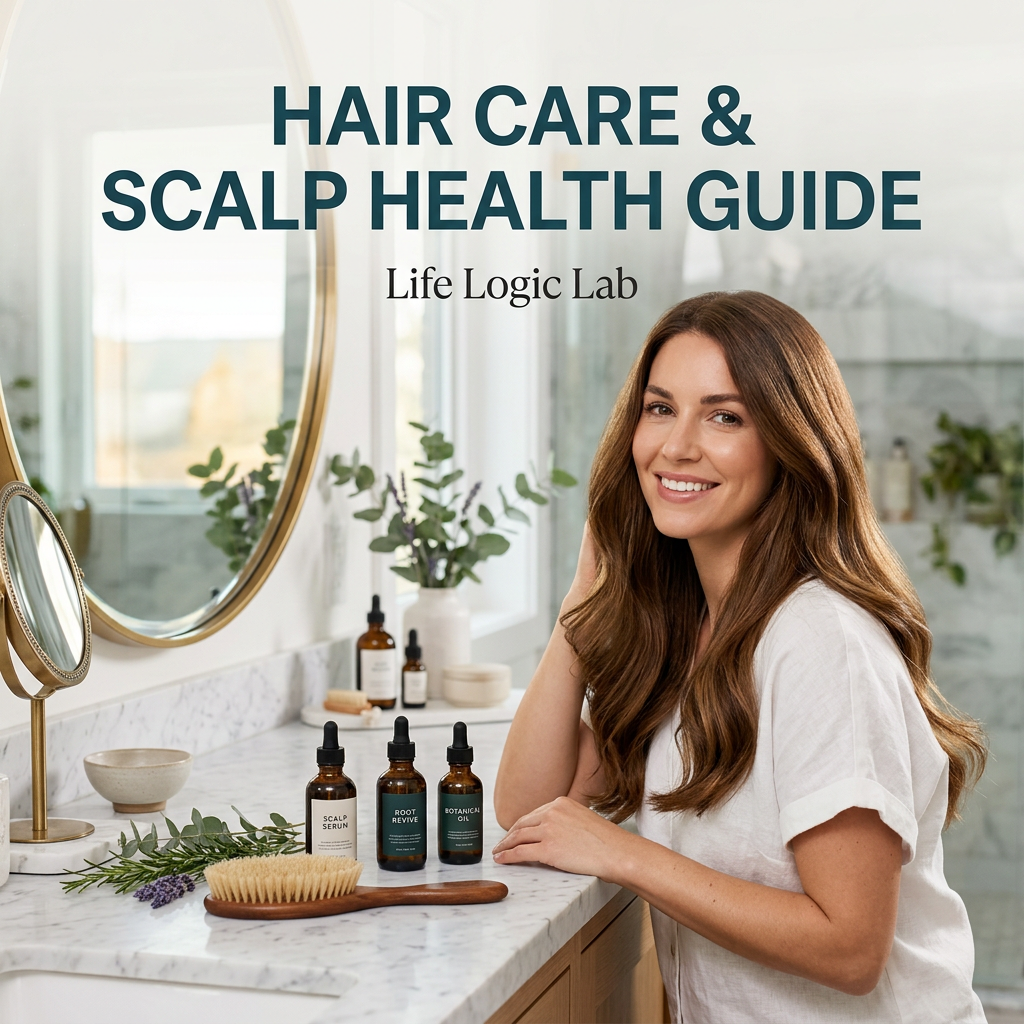 Hair Care & Scalp Health Guide Book Cover - Life Logic Lab